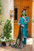 3-Piece EMBROIDERED SUIT - Zircon Blue