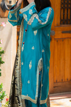 3-Piece EMBROIDERED SUIT - Zircon Blue