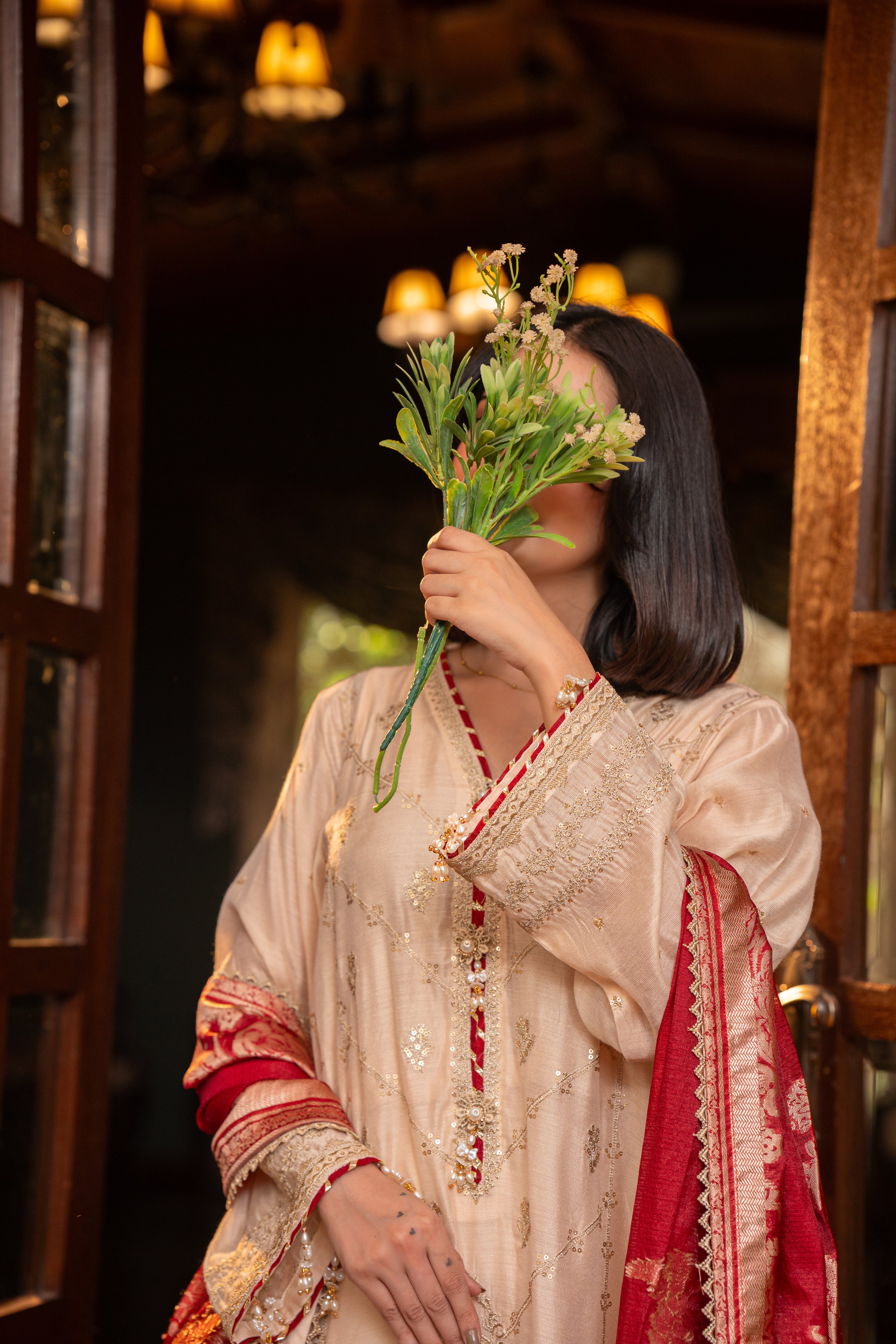 3-Piece EMBROIDERED SUIT - Royal Ivory