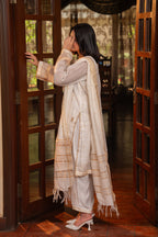 3-Piece HAND WOVEN KHADDI SUIT -Pearl White