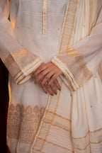 3-Piece HAND WOVEN KHADDI SUIT -Pearl White