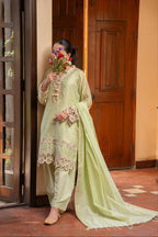 3-Piece EMBROIDERED SUIT - Soft Cardamom