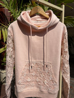 GUIPURE HOODIE - BLUSH-PEACH