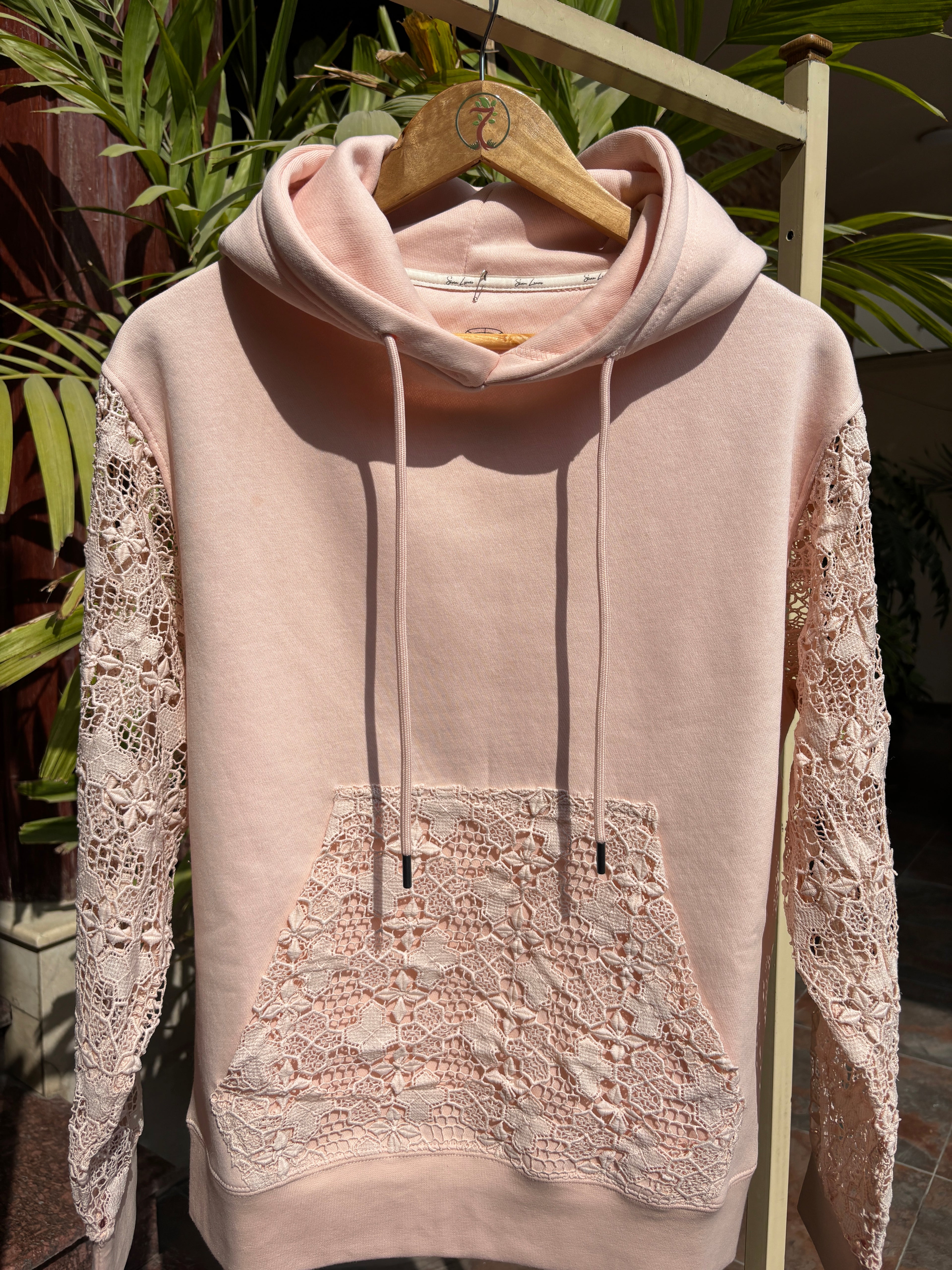 GUIPURE HOODIE - BLUSH-PEACH