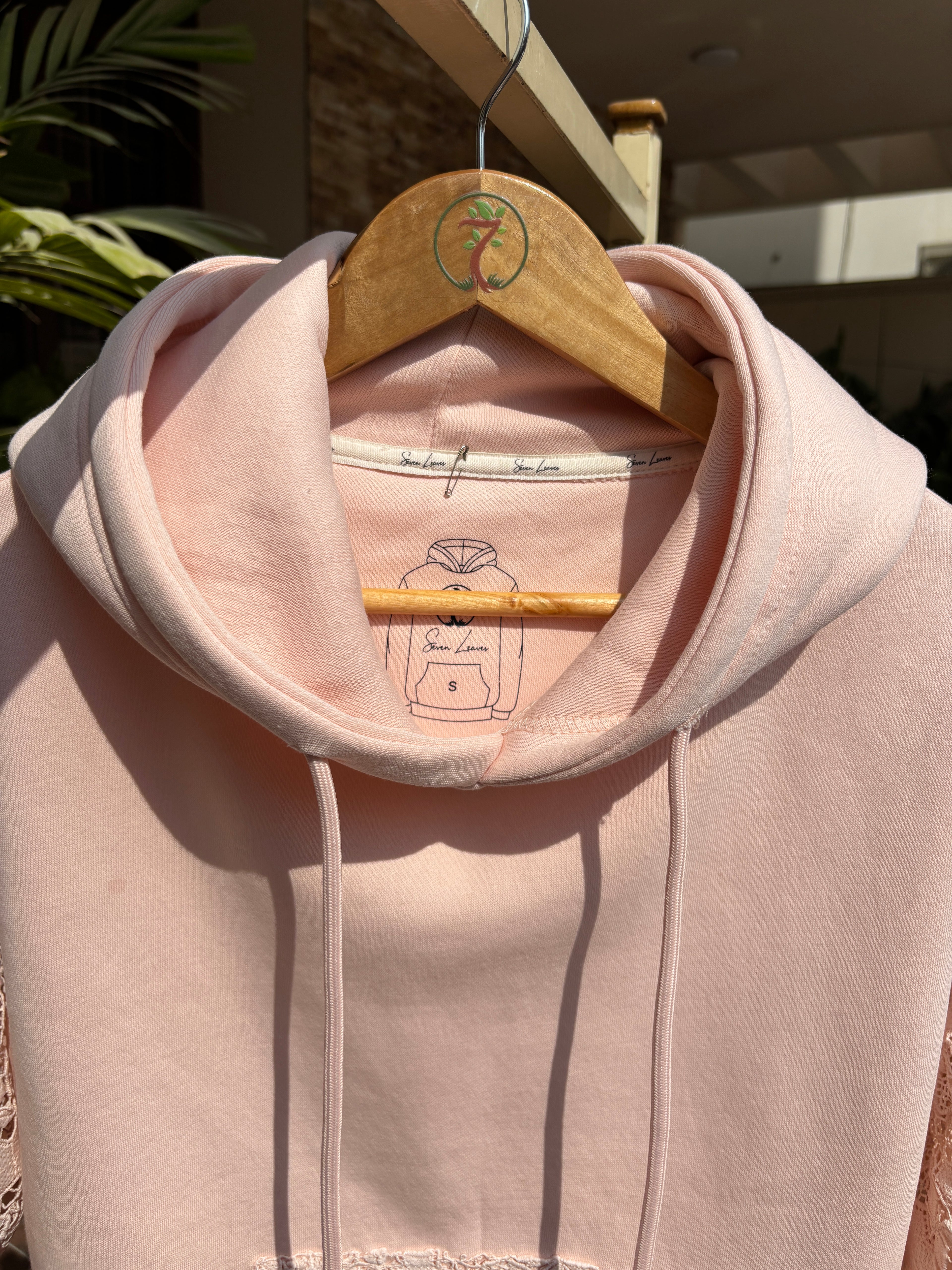 GUIPURE HOODIE - BLUSH-PEACH
