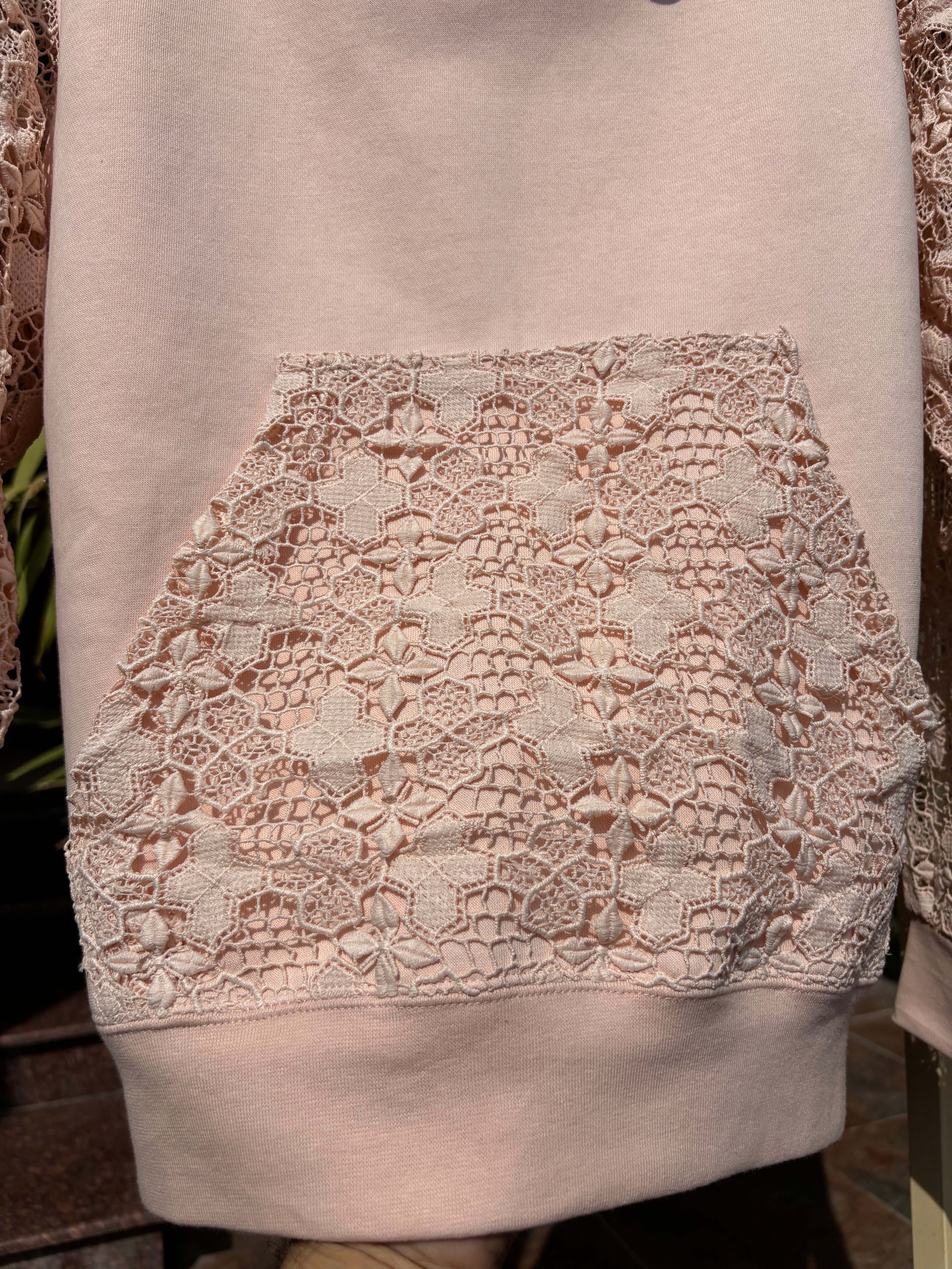 GUIPURE HOODIE - BLUSH-PEACH