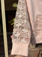 GUIPURE HOODIE - BLUSH-PEACH