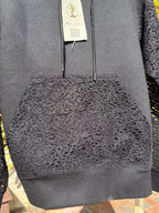 GUIPURE HOODIE - BLACK ON BLACK