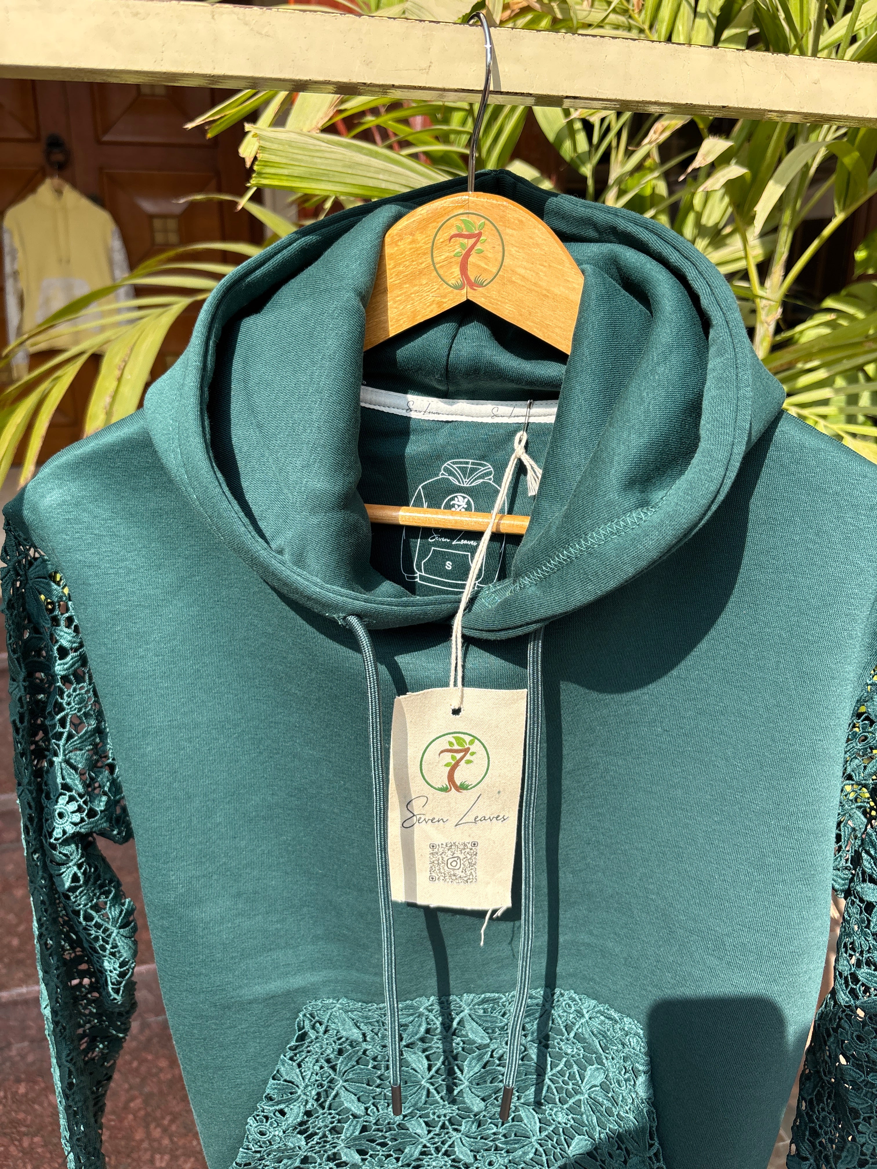 GUIPURE HOODIE - EMERALD TEAL