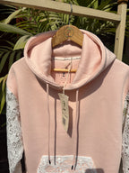 GUIPURE HOODIE - WHITE ON PEACH