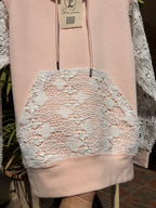 GUIPURE HOODIE - WHITE ON PEACH