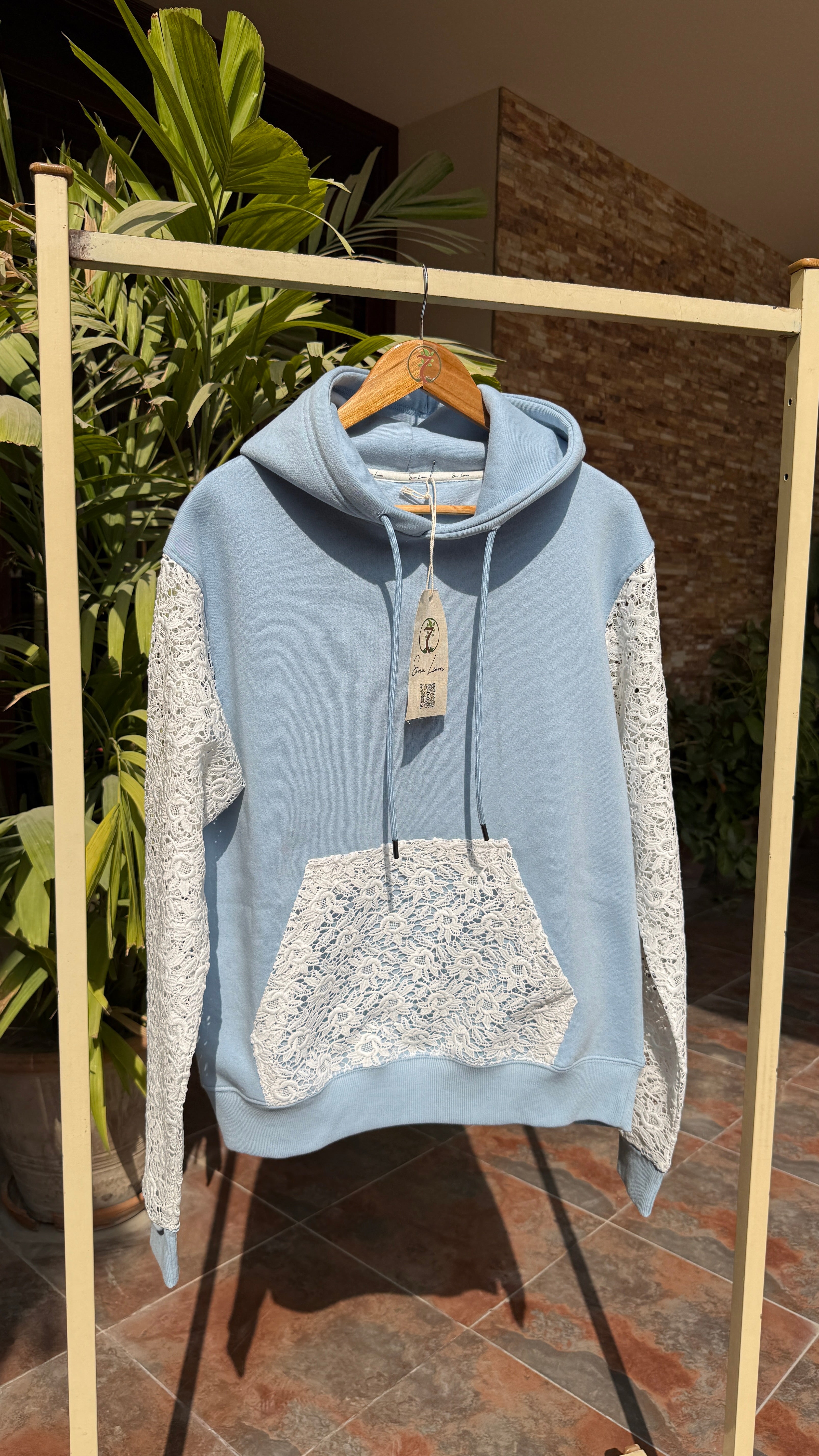 GUIPURE HOODIE - DAY TIME BLUE