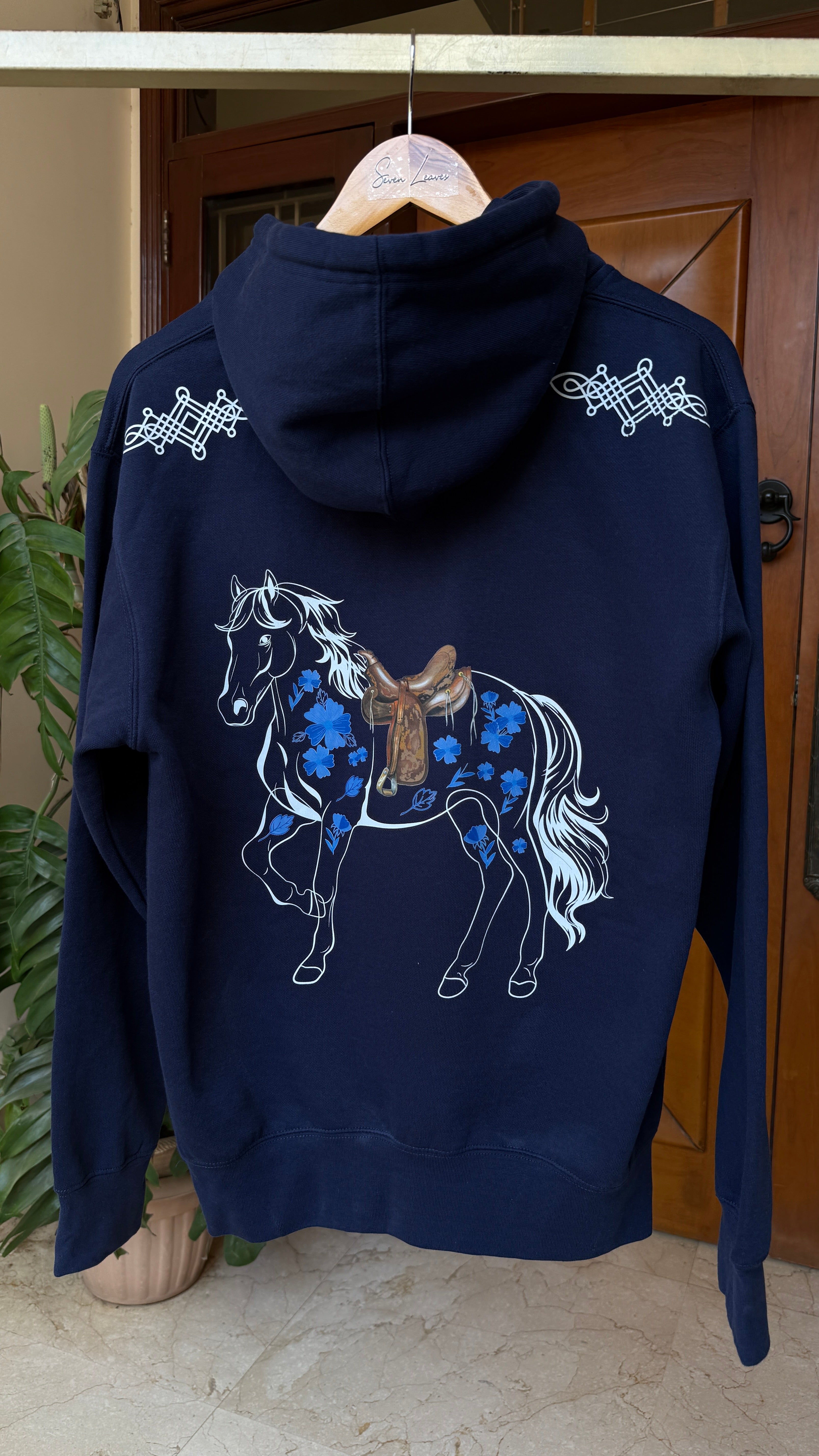 PRINTED HOODIE - NAVY