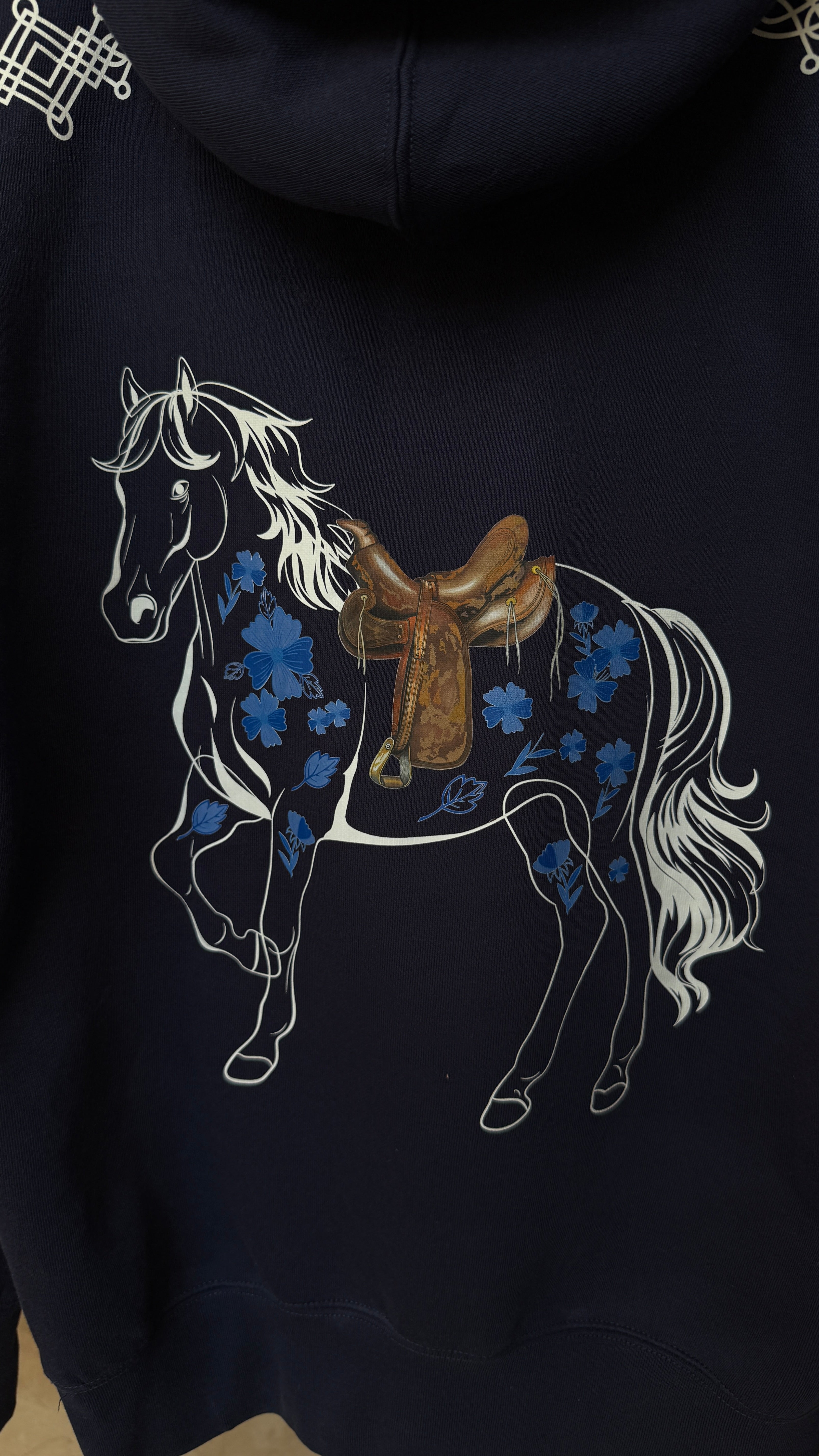 PRINTED HOODIE - NAVY