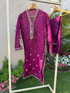 3-Piece EMBROIDERED SUIT - Mulberry Pink