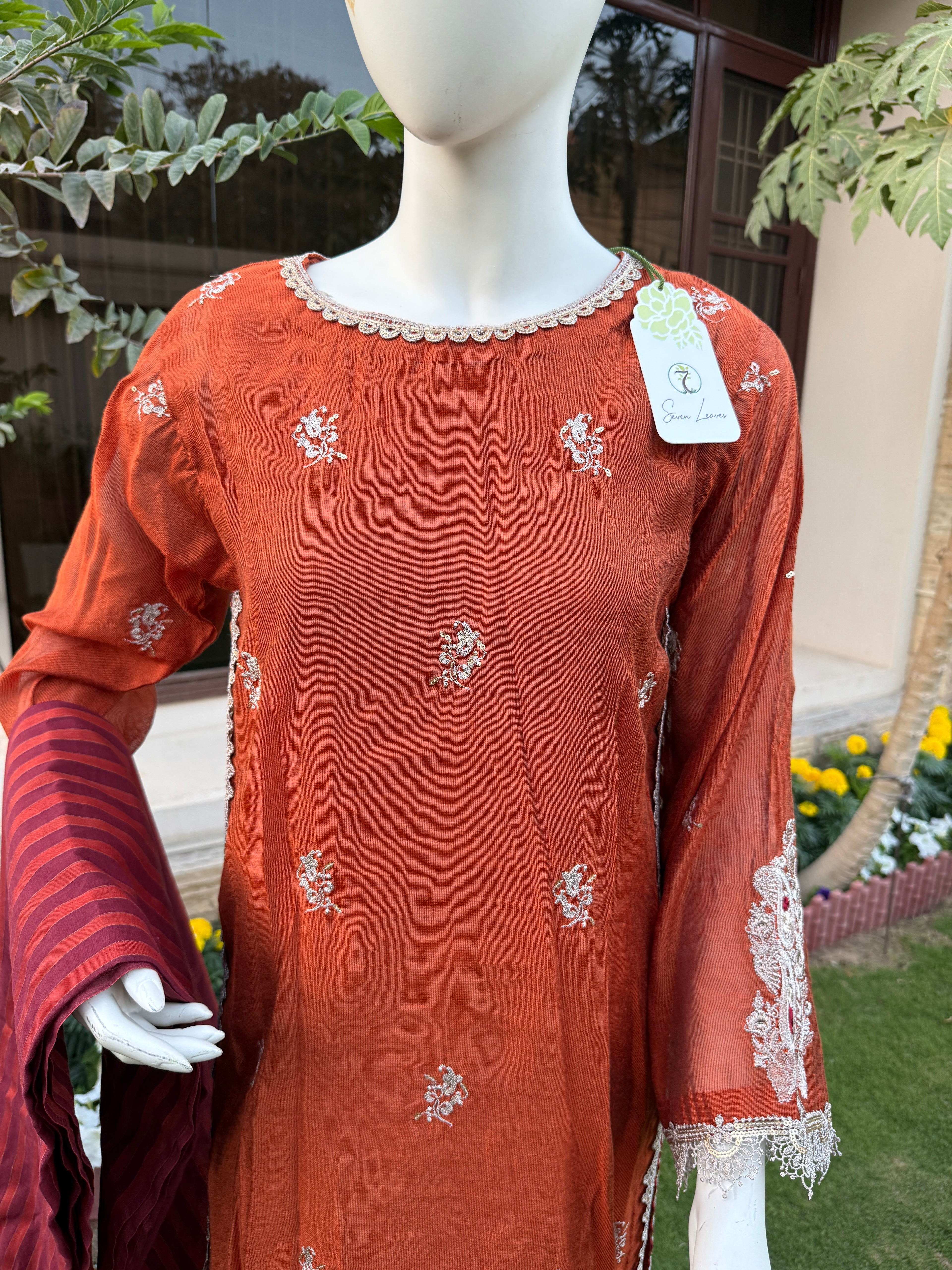 3-Piece EMBROIDERED SUIT - Copper Glow