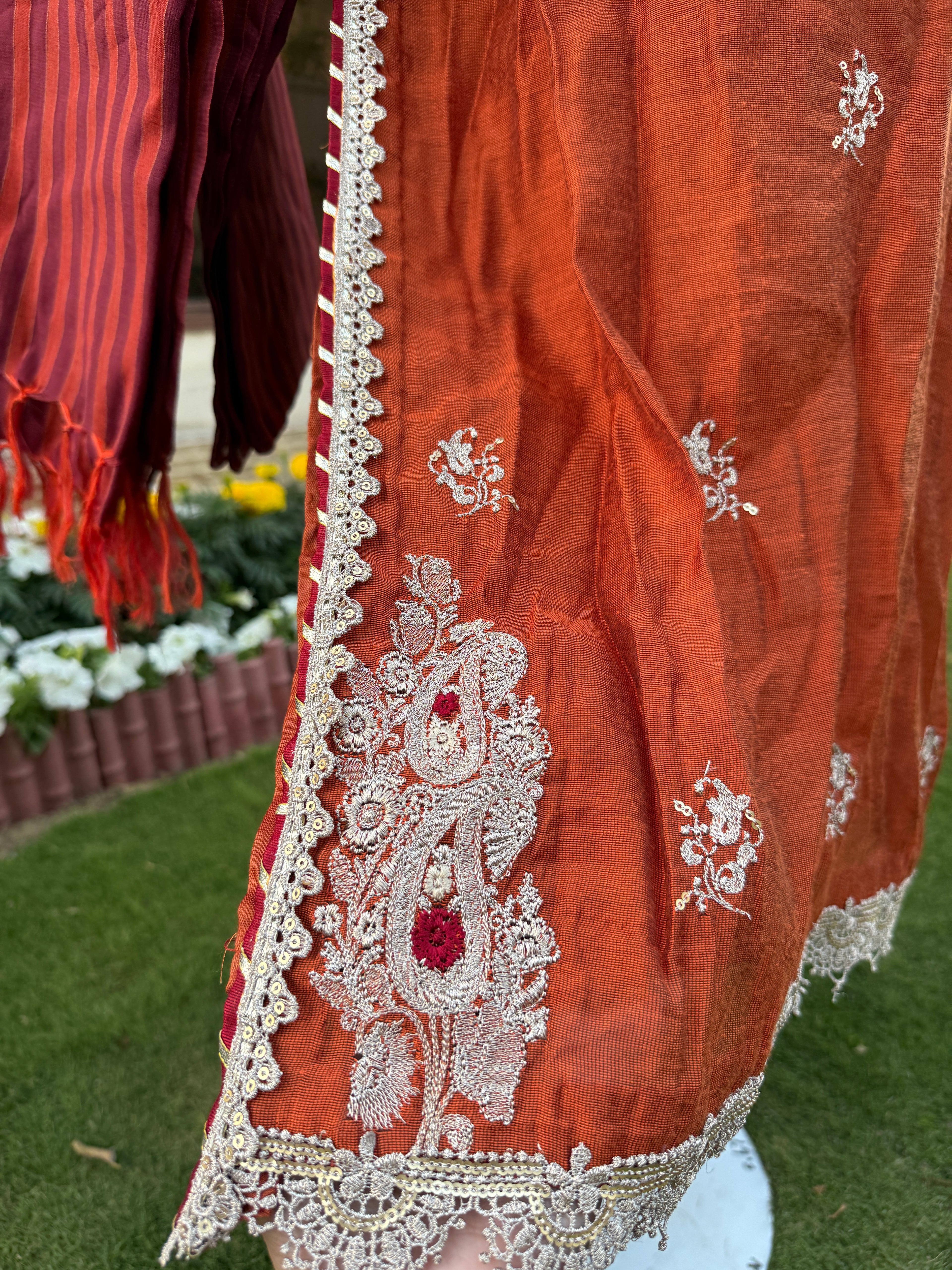 3-Piece EMBROIDERED SUIT - Copper Glow