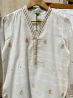 3-Piece HAND WOVEN KHADDI SUIT -Pearl White