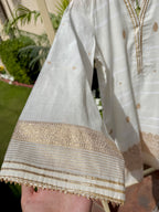 3-Piece HAND WOVEN KHADDI SUIT -Pearl White