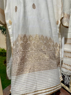 3-Piece HAND WOVEN KHADDI SUIT -Pearl White