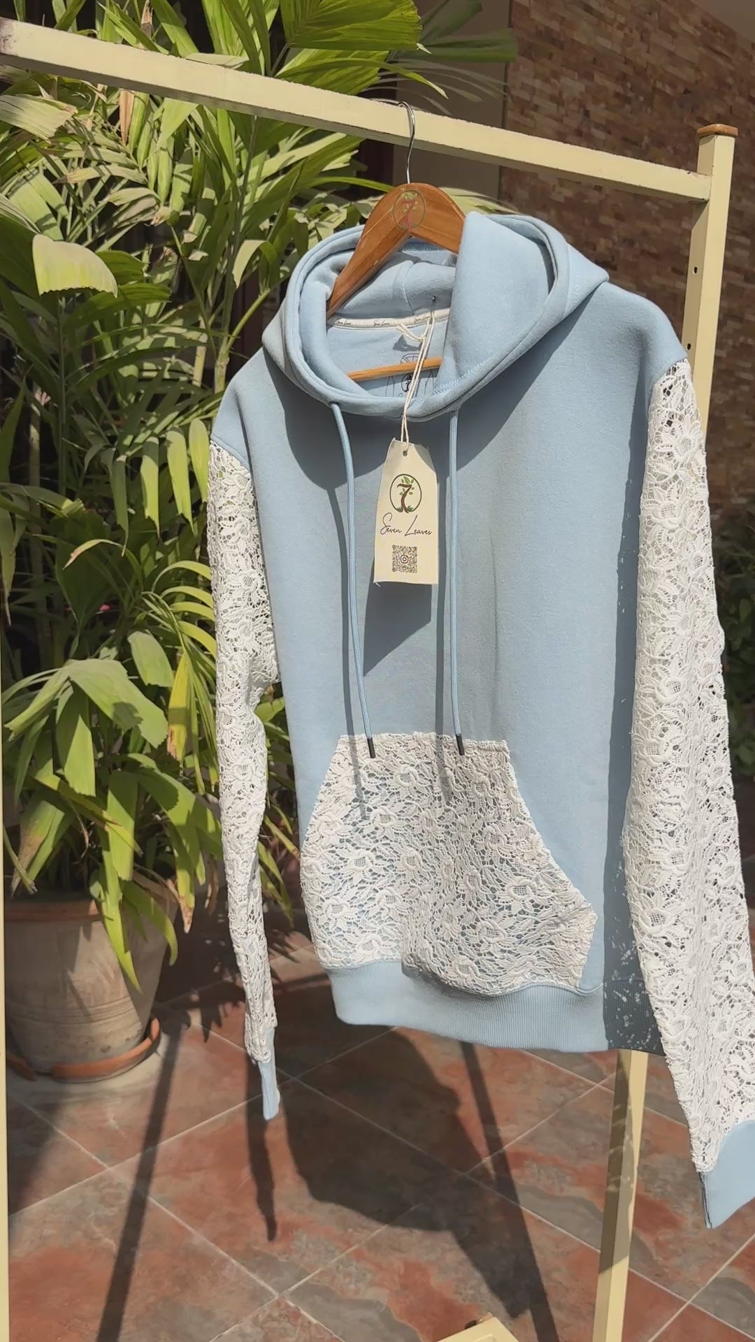 GUIPURE HOODIE - DAY TIME BLUE