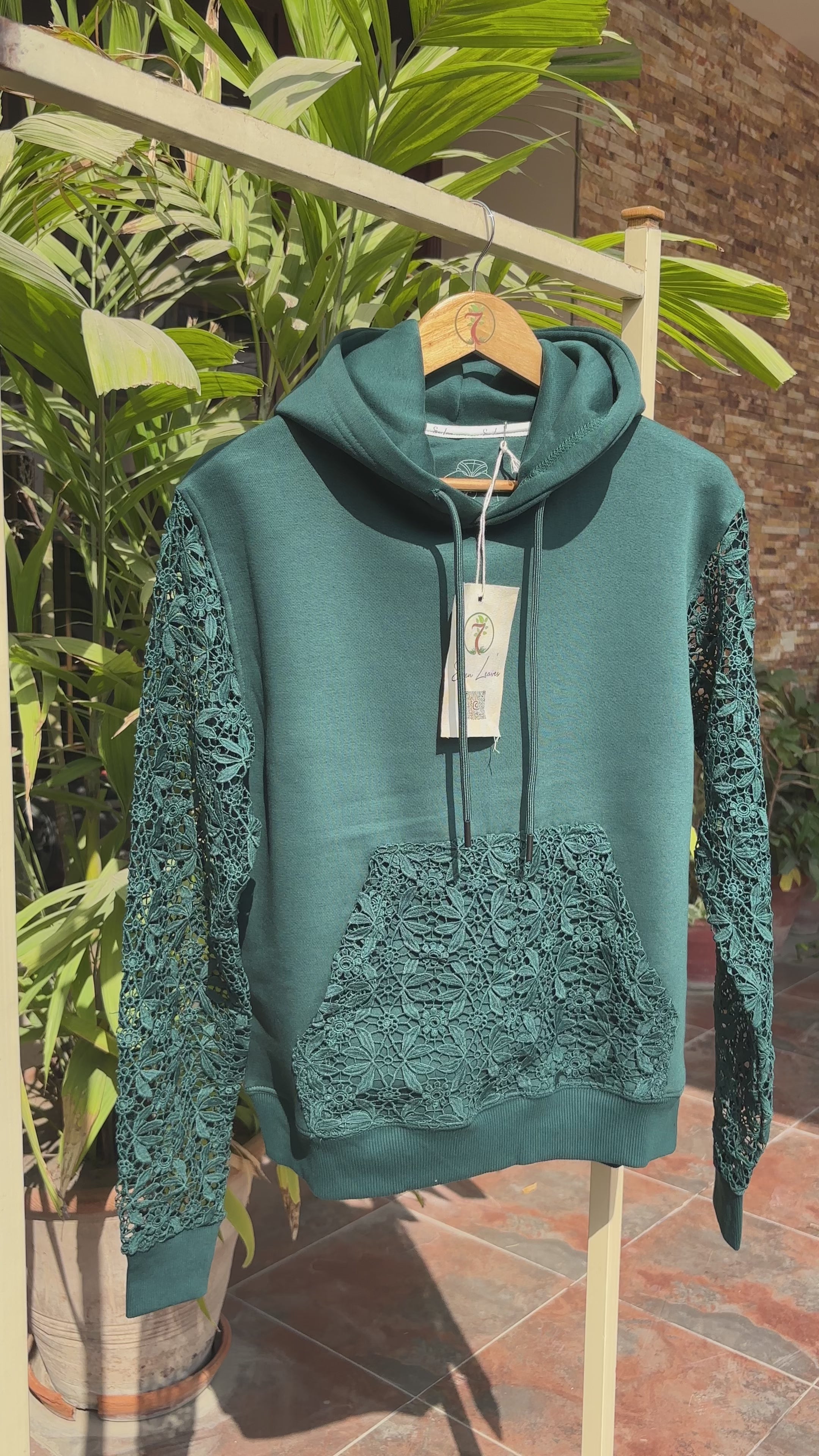 GUIPURE HOODIE - EMERALD TEAL