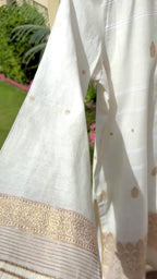 3-Piece HAND WOVEN KHADDI SUIT -Pearl White